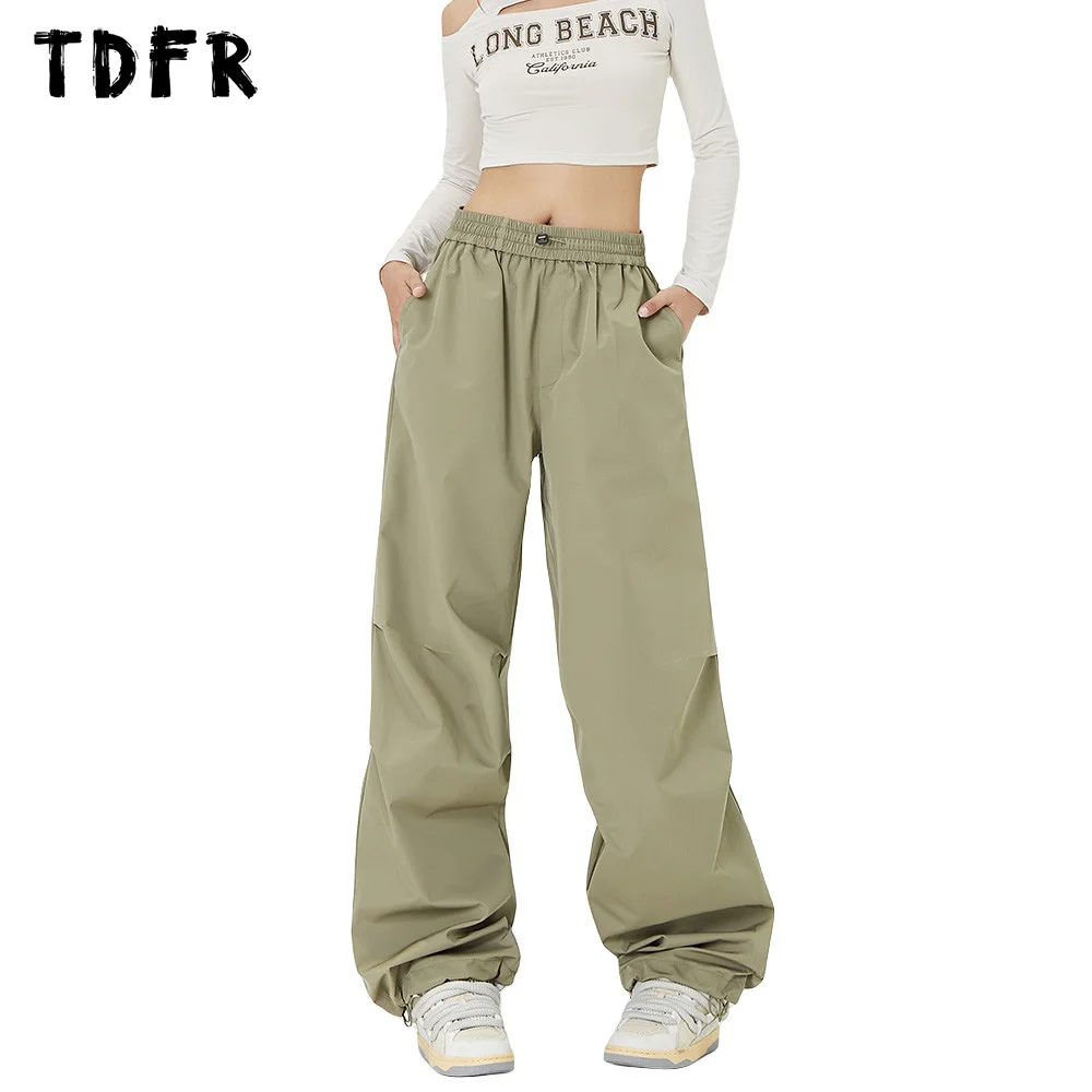 

Solid Color Cargo Pants Mens Pleated Loose Casual Safari Style Elastic Waist Wide leg Trousers Men