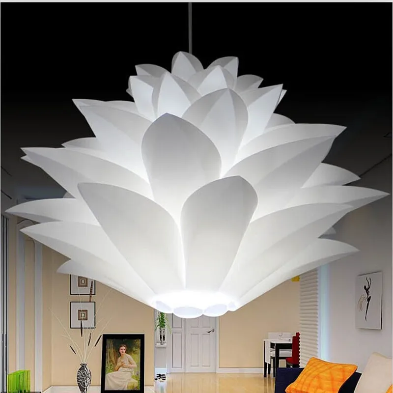 

Lowest price on sale DIY Modern pinecone Pendant light creative lily lotus novel led e27 35/45/55cm iq puzzle lamp white