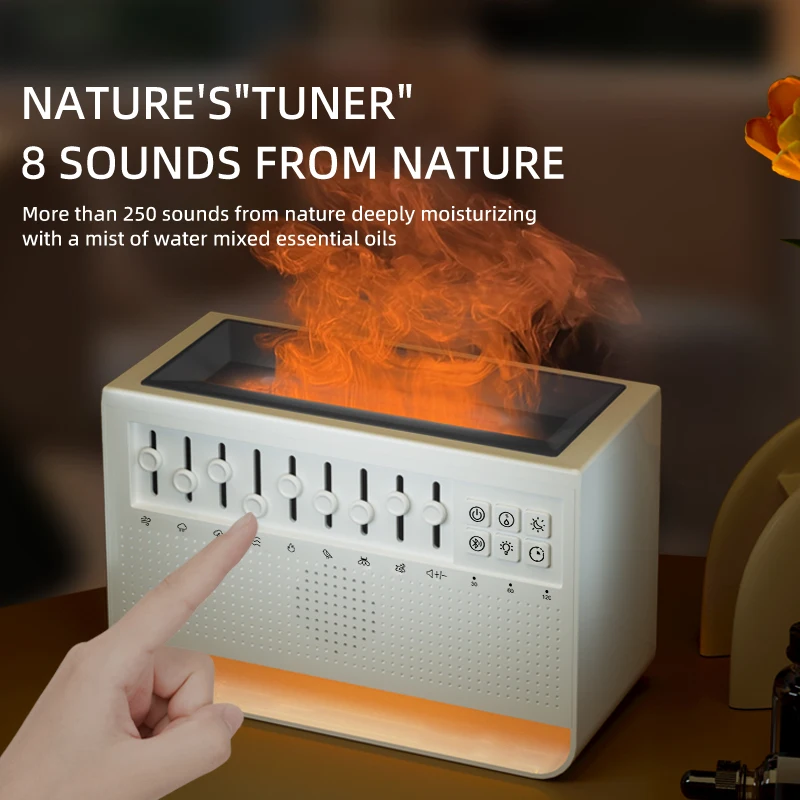 Portable Sleep Aid Bluetooth Speaker White Noise Music Box Soundbar Simulated Flame Humidifier Fragrance Diffuser Sleep Timer