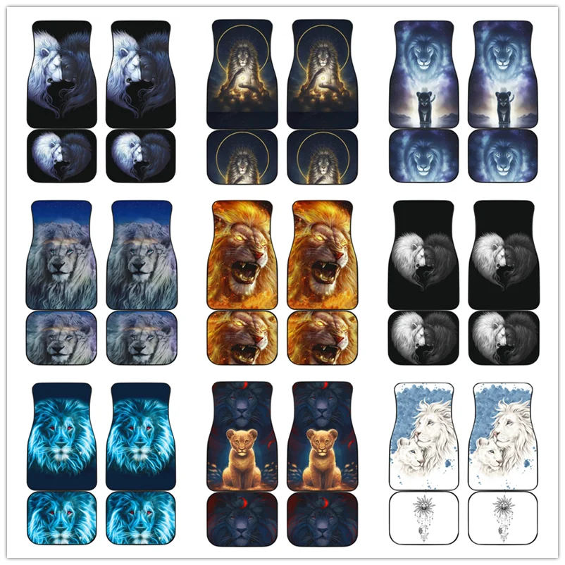

Lion Art Animals Fantasy Design Car Universal Rubber Heavy Carpet Front and Rear Full Set 4PCs Pack for Car SUV