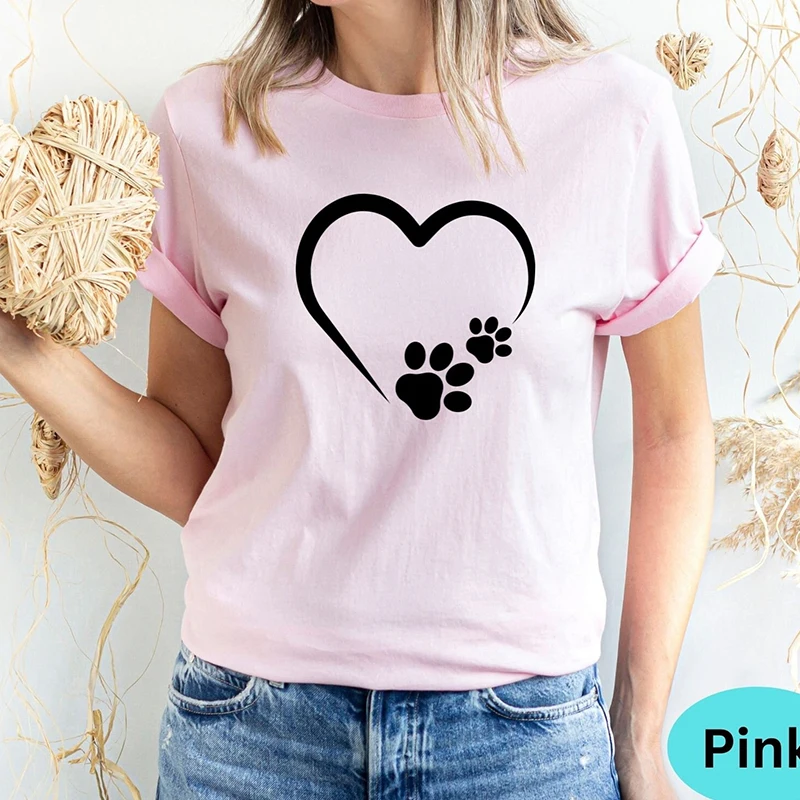 

Funny Dog Paws Aesthetic T Shirts Women Harajuku Kawaii Mom Life Graphic Tee O Neck Cotton Mothers Day Gift Camisetas Dropship