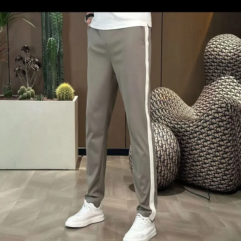 Elegant Fashion Harajuku Slim Fit Male Clothes Loose Casual All Match Sports Pants Pockets Thin Straight Leg Wide Leg Pants
