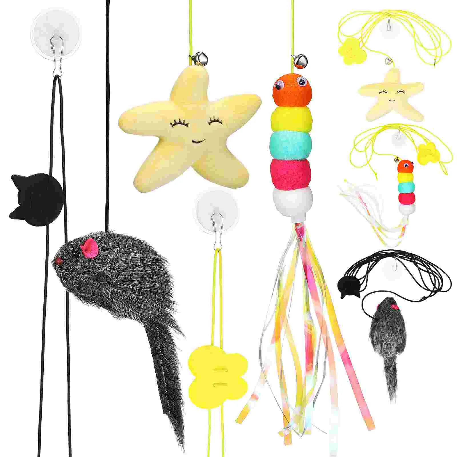 

6 Pcs Hanging Cat Teaser Toy Toys Bouncing Interactive for Indoor Cats Caterpillar Plush Swings