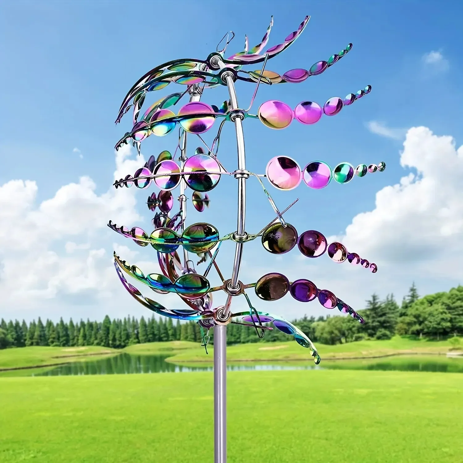 Magical Kinetic Metal Windmill Spinner Wind Powered Catchers Creative Patio Garden Lawn Outdoor Courtyard Decoration 1pc
