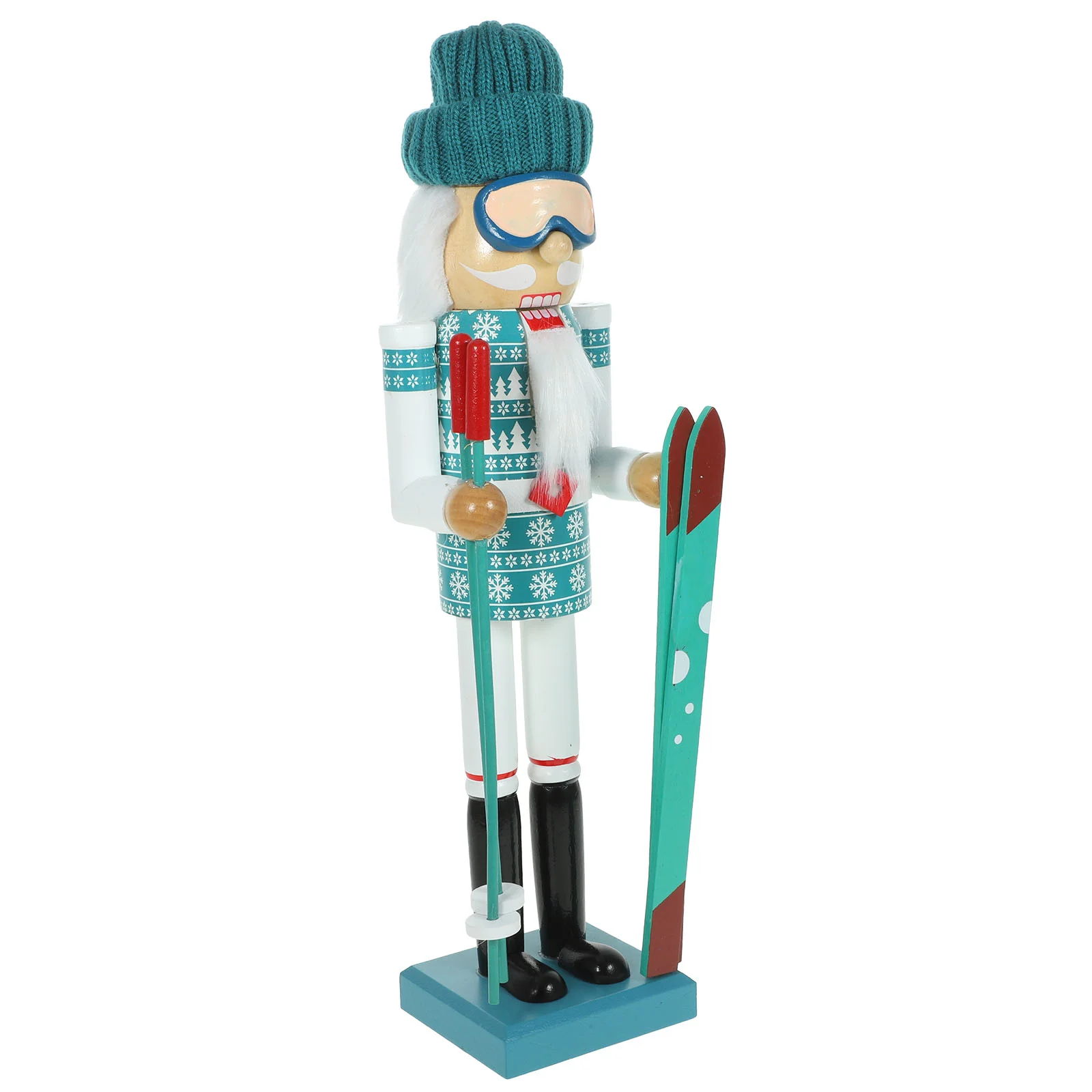 

Christmas Ski Instructor Man Santa Nutcracker 38Cm Wooden Skiing Nutcracker Puppet Ski Sticks Xmas Themed Holiday Nut