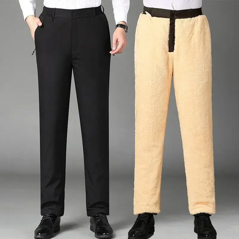 

Winter High Waisted Thickened Middle-aged and Elderly Men's Elastic Waist Casual Pants