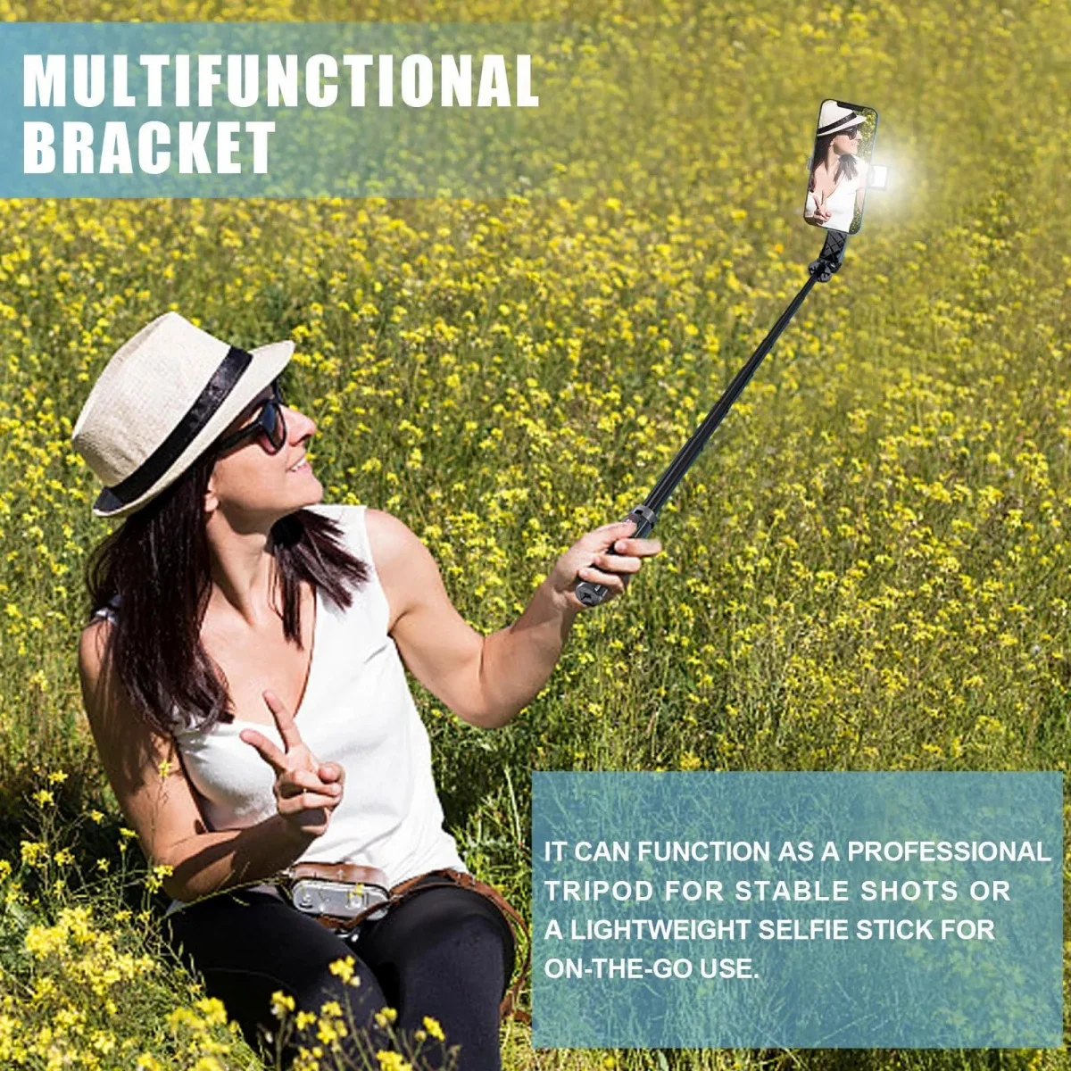 Selfie Stick Tripod LISCN Smartphone Selfie Sticks 360 Degree Rotation Wireless Remote Control Tripod Aluminum Alloy