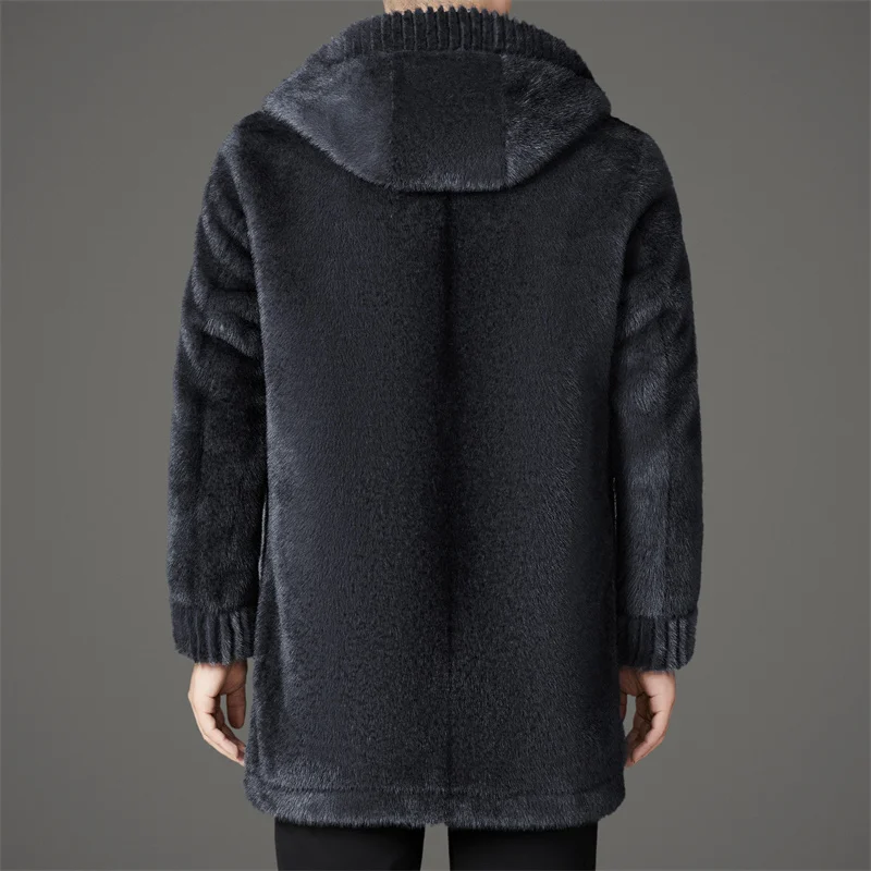 Casual Slim Solid Woolen Coat High Qualit winter jacket men fashion Woolen Coat Men's Casual Wool hooded trench coat Men Jacket - Image 4