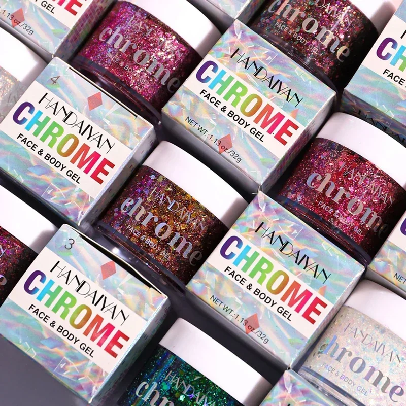 HANDAIYAN 6 Colors Upgraded Glitter Paste Chameleon Flash Cream Eye Hair Body Face Glitter Gel Art Festival Party Glitter Deco 4