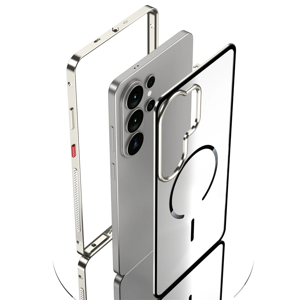 Frosted Matte Case with Removable Metal Frame and Magsafe Buckle - Premium Aluminum Alloy Design