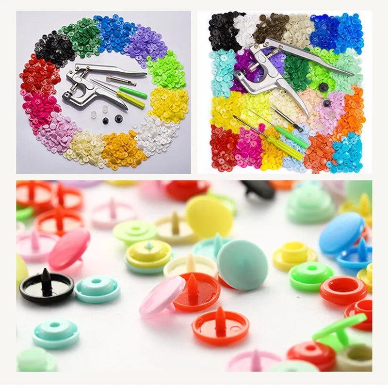 U Shape Fastener Snap Pliers KAM Button + 150 set T5 Plastic Resin Snap Button Press Stud Cloth Press Machine Sewing Tool snap button sewing tool