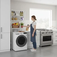 Étagère moderne pour machine à laver, étagère de toilette, étagère de salle de bain avec 3 niveaux, étagère gain de place au-dessus des toilettes, support de rangement multifonctionnel, robuste, étagère suspendue 4
