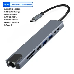 Premium USB - C Docking Station with 8 - Port Hub and 4K HDMI Adapter (8 - IN - 1 HDMI)
