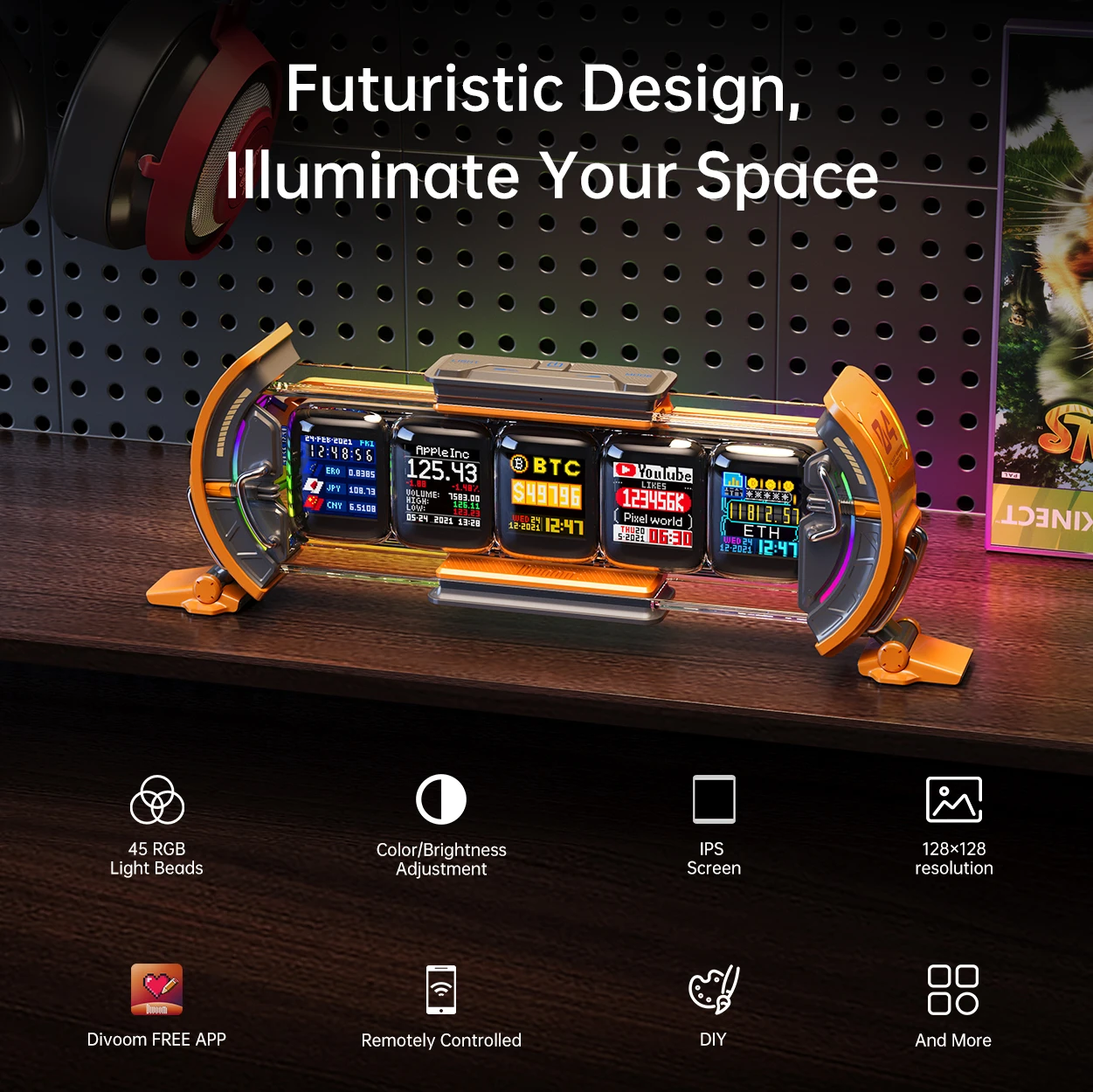Times Gate Gaming Room Setup Digital Clock with Smart APP Control, WiFi Connect, 2
