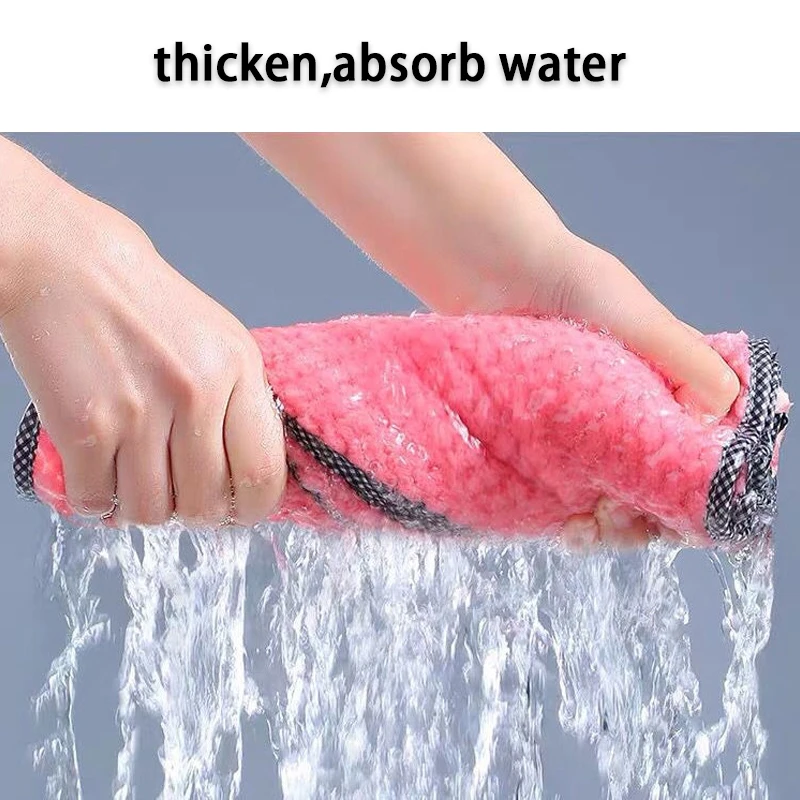 Kitchen Towel Daily Dish Cloth Non-stick Oil Thickened Table Cleaning Double-layer Absorbent Microfiber