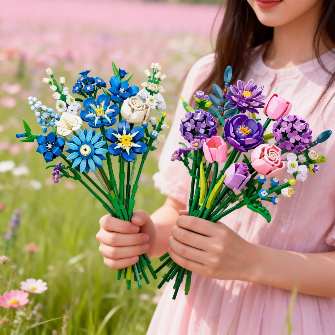 DIY Flower Bouquet Girls' Gifts Building Blocks-Educational Toy for Kids,Valentine Anniversary Christmas Party Gifts