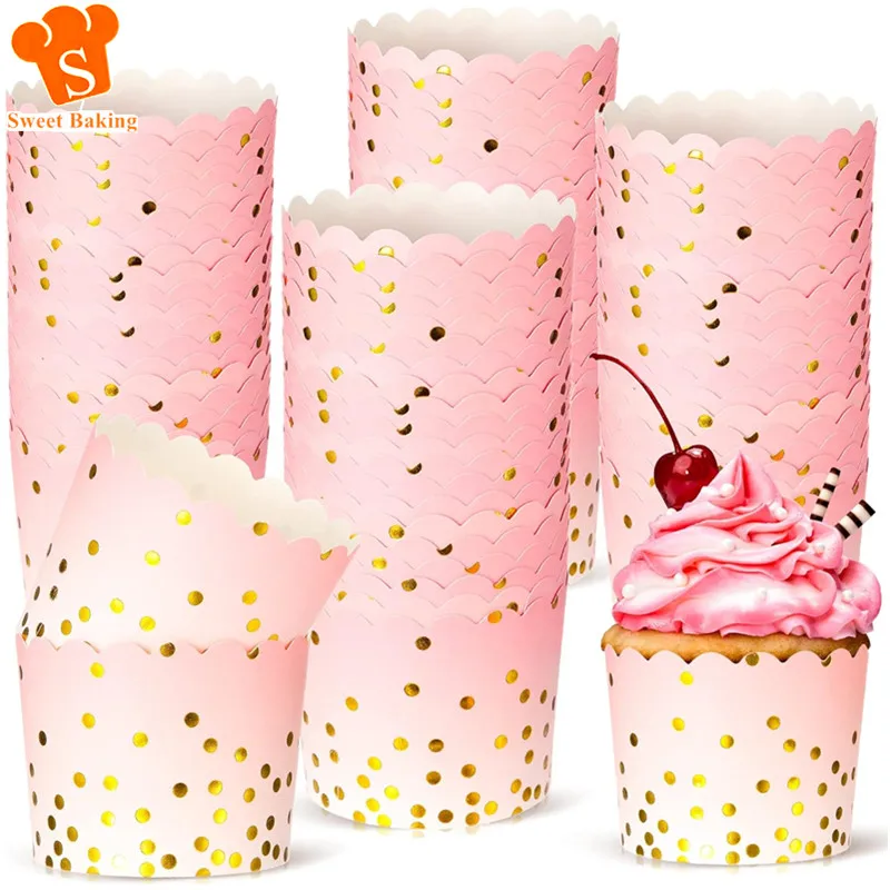 50PcsGoldDotsPaperBakingCupsOvensafeMuffinCupcakeBakingMoldCupLinersNonstick.jpg