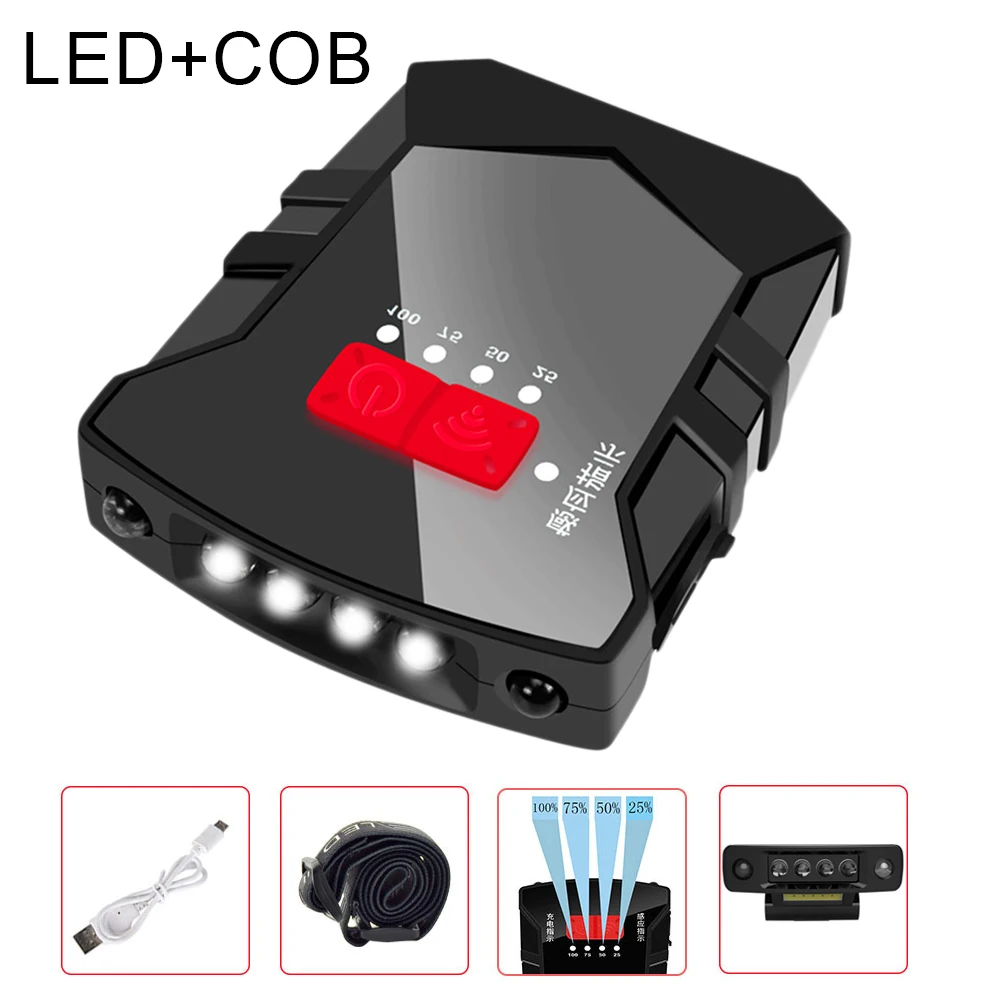 Fishing Cap Clip Light Smart Induction Headlamp Sensor Headlight LED Light Waterproof Rechargeable Hat Lamp Fishing Accessories high quality h4 motorcycle headlight led h4 bulbs hi lo beam moto h4 led motorbike headlight lamp dc12 80v free shpping 4pcs lot