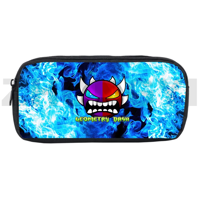 

3D Print Angry Geometry Dash Game Pencil Case Large Capacity Makeup Bag Cosmetic Cases Waterproof Canvas Pen Bag School Supplies