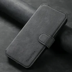 Deluxe Detachable Leather Flip Cover with Magnetic Closure for MotoEdge70FusionPlus (Black)