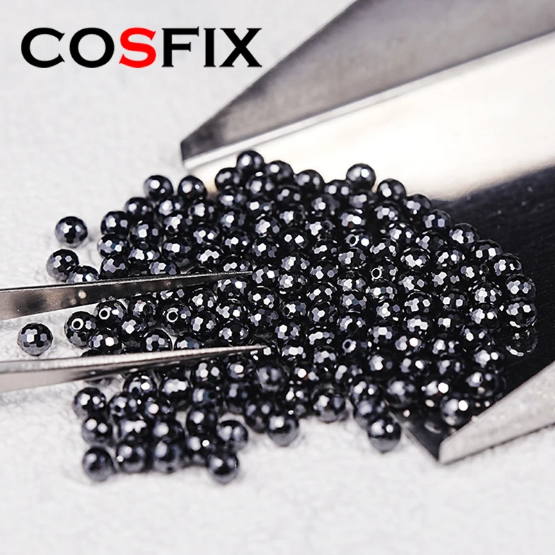 Moissanite New DIY Hand-Spherical Beads Black White Blue Perforated Moissanite Loose Stone Earth Facets Loose Beads New 2023 3