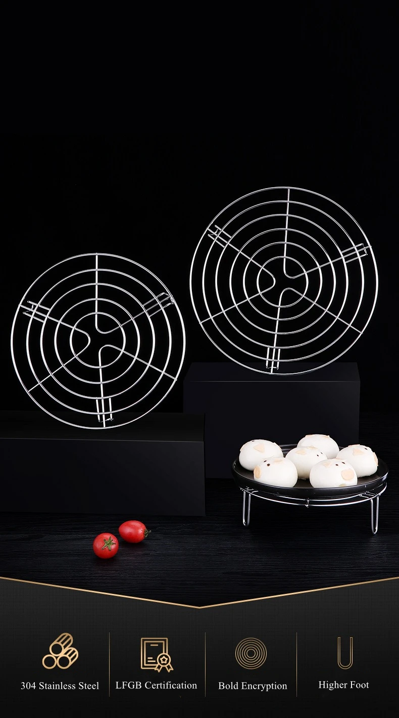 Description Picture 3 of itemLFGB Certificate 304 Stainless Steel Steaming Rack Contact Food Directly Trivet U Shape Foot Family Food Steamer Pot Steam Tray