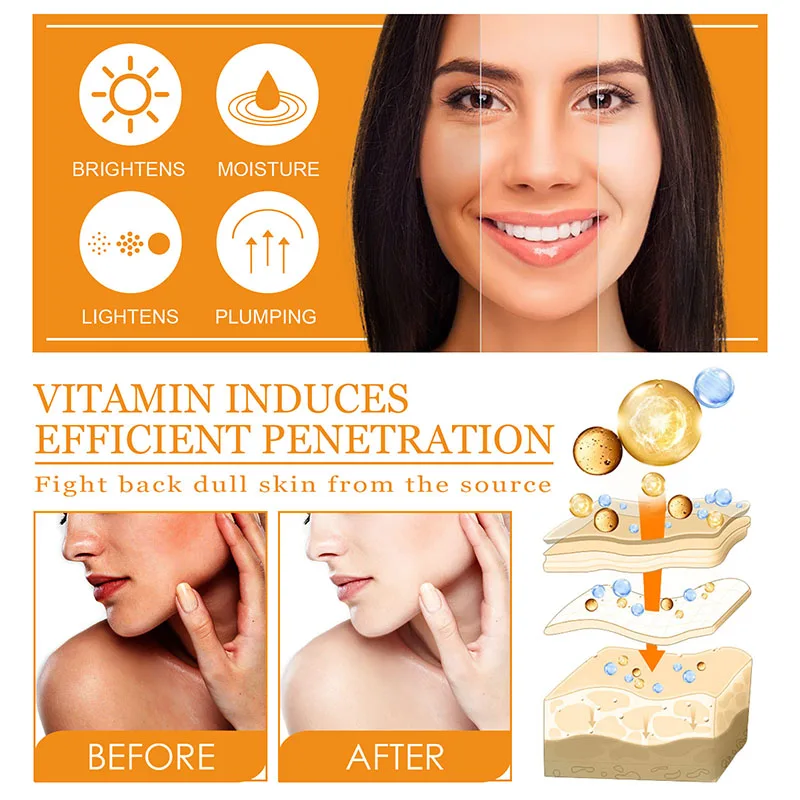 Vitamin C Facial Essence Contains Hyaluronic Acid Dark Spot Remover Moisturizing Repair Anti-aging Serum Skin Care 30ml/10ml