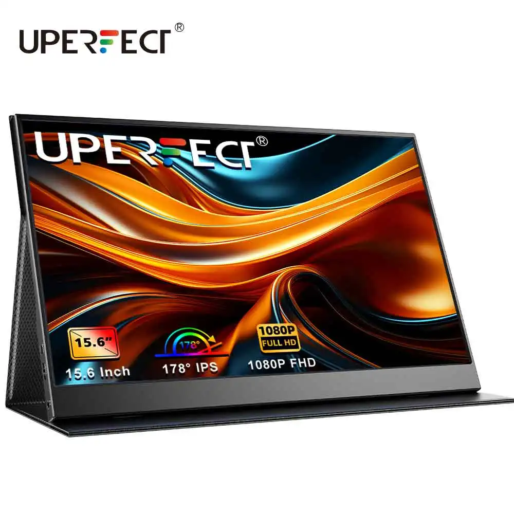 Monitor Portatile Uperfect 15.6 Pollici Fhd 1080P Usb C 3.1 Hdmi Gaming Display Ips Ultra-Sottile Con Cover Intelligente E Altoparlanti Hdr Plug & Pla