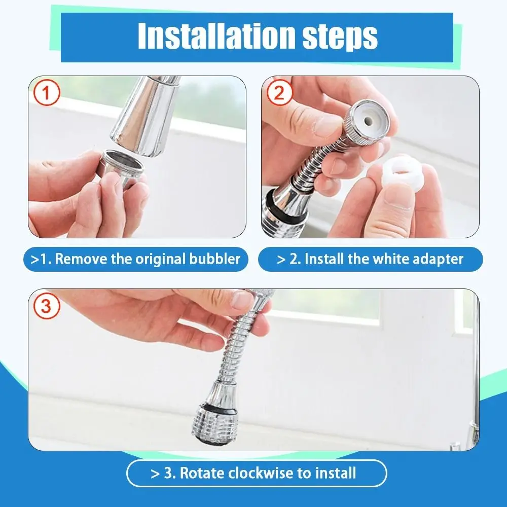 Description Picture 4 of item360 Degree Faucet Rotating Bubbler Filter Nozzle Booster Nozzle Water Saver Extender Anti Splash Head Filter Nozzle Kitchen Tool