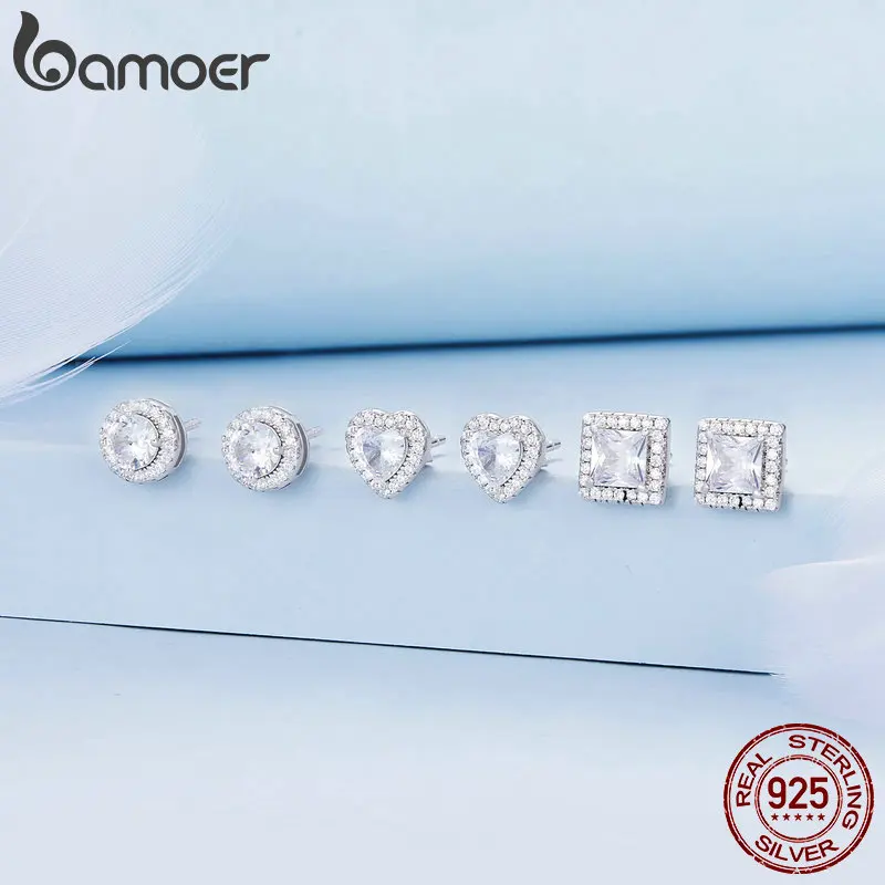 Bamoer 925 Sterling Silver Heart Bow Hypoallergenic Earrings Studs For  Women Girl Birthday Plating Party Jewelry Christmas Gift - AliExpress