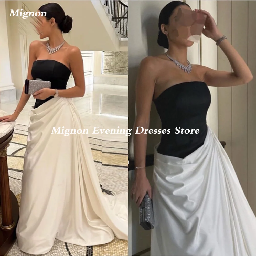 

Mignon Satin A-line Strapless Ruffle Arab Prom Gown Floor-length Saudi Elegant Formal Evening Party Dress for Women 2023