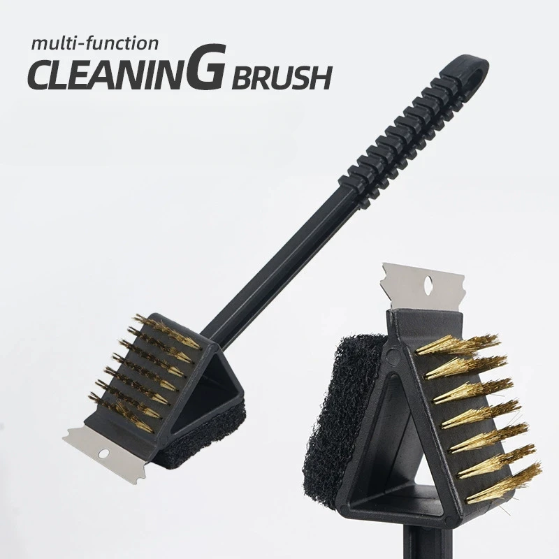 Wire BBQ Grill Brush&Scraper for Outdoor, Safe Cleaning Brush Wire Sponge Shovel Long Handle, Outdoor Home BBQ Accessories Tools
