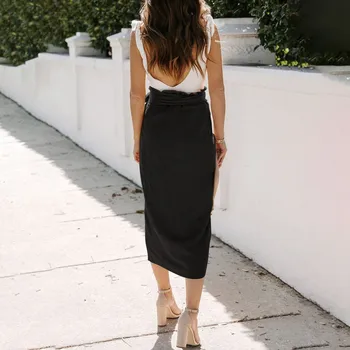 Women's Elegant Skirts 2024 Trend Clothing High Waisted Tie Wrap Hip New Chic Side Slit Plain Summer Casual Holiday Outfits 5