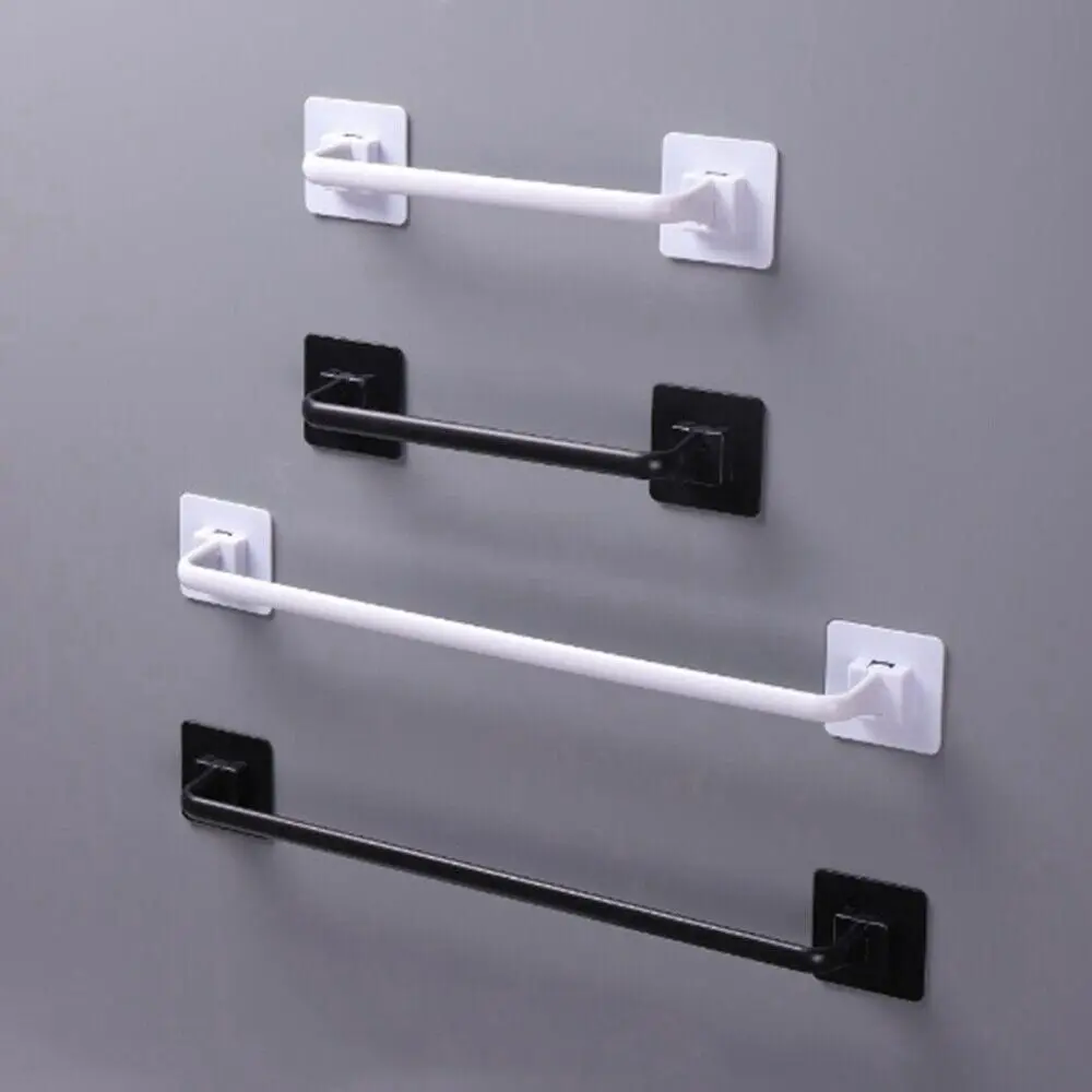 Self Adhesive Plastic Towel Rod 24.5/34cm Wall Mount Bathroom Kitchen Storage Shelf Shoe Rack Hanger Holder Household Gadget towel holder towel rack bathroom facilities
