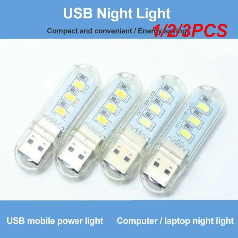 

1/2/3PCS Mini Portable 3/8LED USB Book Light DC5V Ultra Bright Reading Book Night Lamp Flashlight Power Bank Laptop Camping
