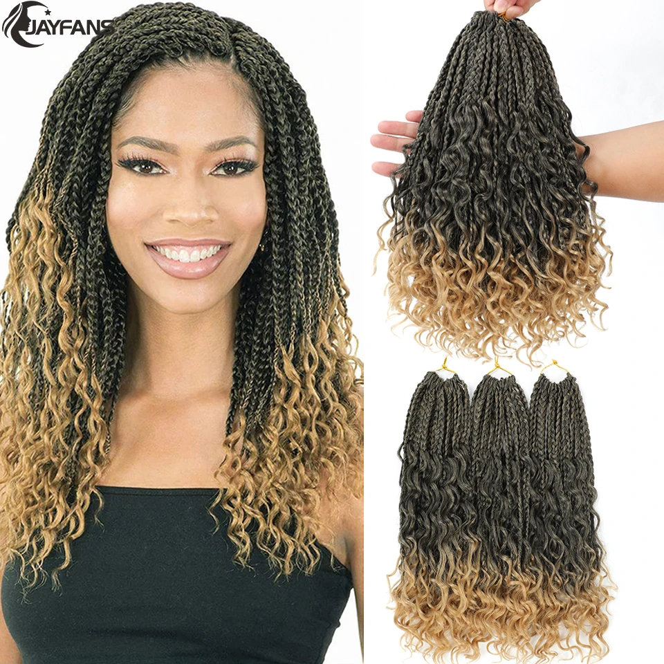 Goddess Box Braids With Curly Ends Crochet Hair 14 18Inch Boho Box Braids Crochet Hair 1B 30 27 Colored 3X Braiding crochet hair extensions