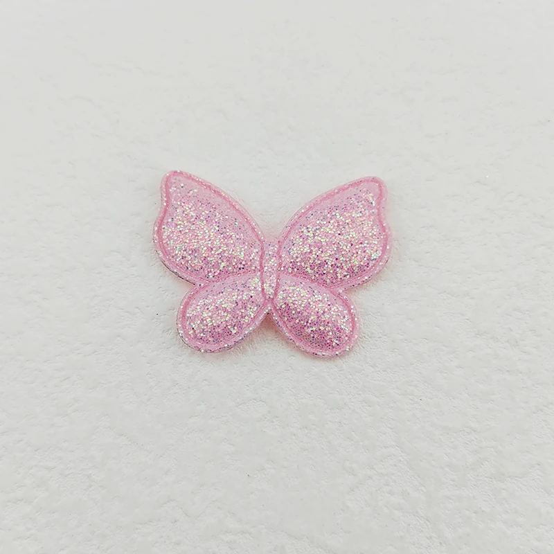 100 Teile/los Zwei Größe Glitter Schmetterling Gepolsterte Appliques Für Handwerk Kleidung Nähen Liefert DIY Haar Clip Zubehör Patch – Detail 17
