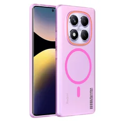 Trendy Translucent Skin Feel Magnetic Charging Case - Anti - Drop Slim Protector Cover for Redmi Note 14 5G (Global) (Rose Powder)