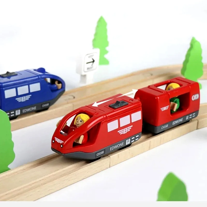 Wooden Train Railway Accessories Electric Train Toys Magnetic Rail Car Fit For All Brands Train Track Toys For Kids 3