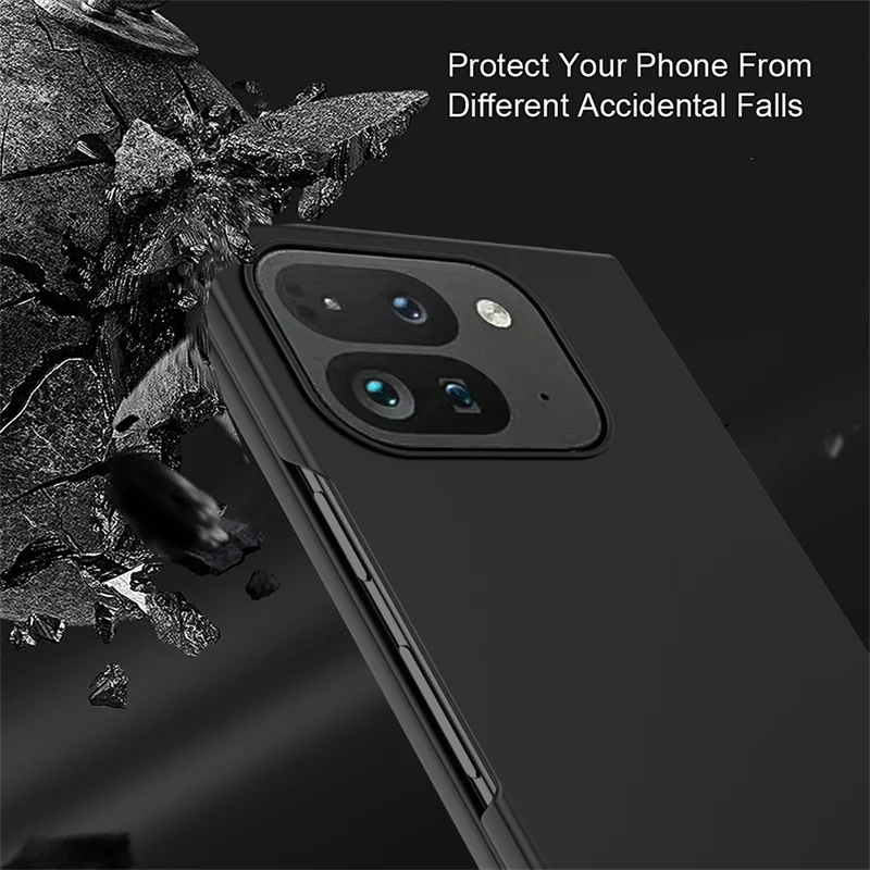 For Google Pixel Fold 2 Shell Film Lntegrated PU Hinge Folding Phone Case Lnvisible Bracket Lens Film Phone Protective Cover
