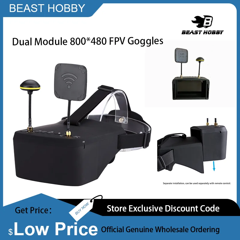 Écran 5.8GHz 40ch DVR 5 pouces pour FPV drone radiocommande