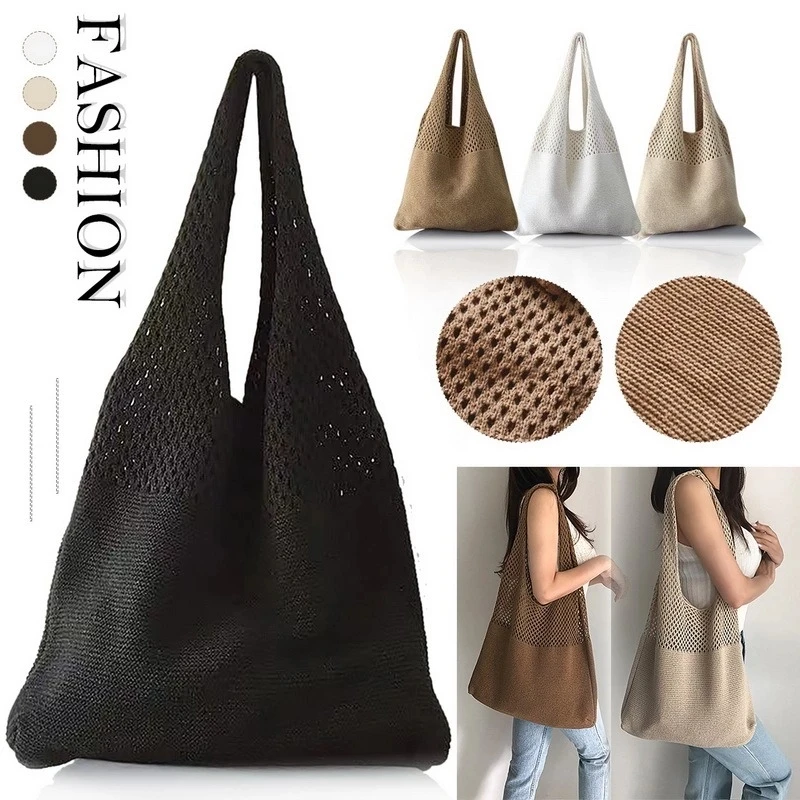 2021 Vintage Summer Hollow Woven Womens Braid Handbags Shoulder Bags Beach Bag Large Capacity Tote Handbag Shopper Sac