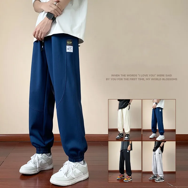 

Autumn New Men's Product Pants Men Loose Large Size Straight Solid BlackVersatile Work Wear Jogger Cotton Casual Male Trousers
