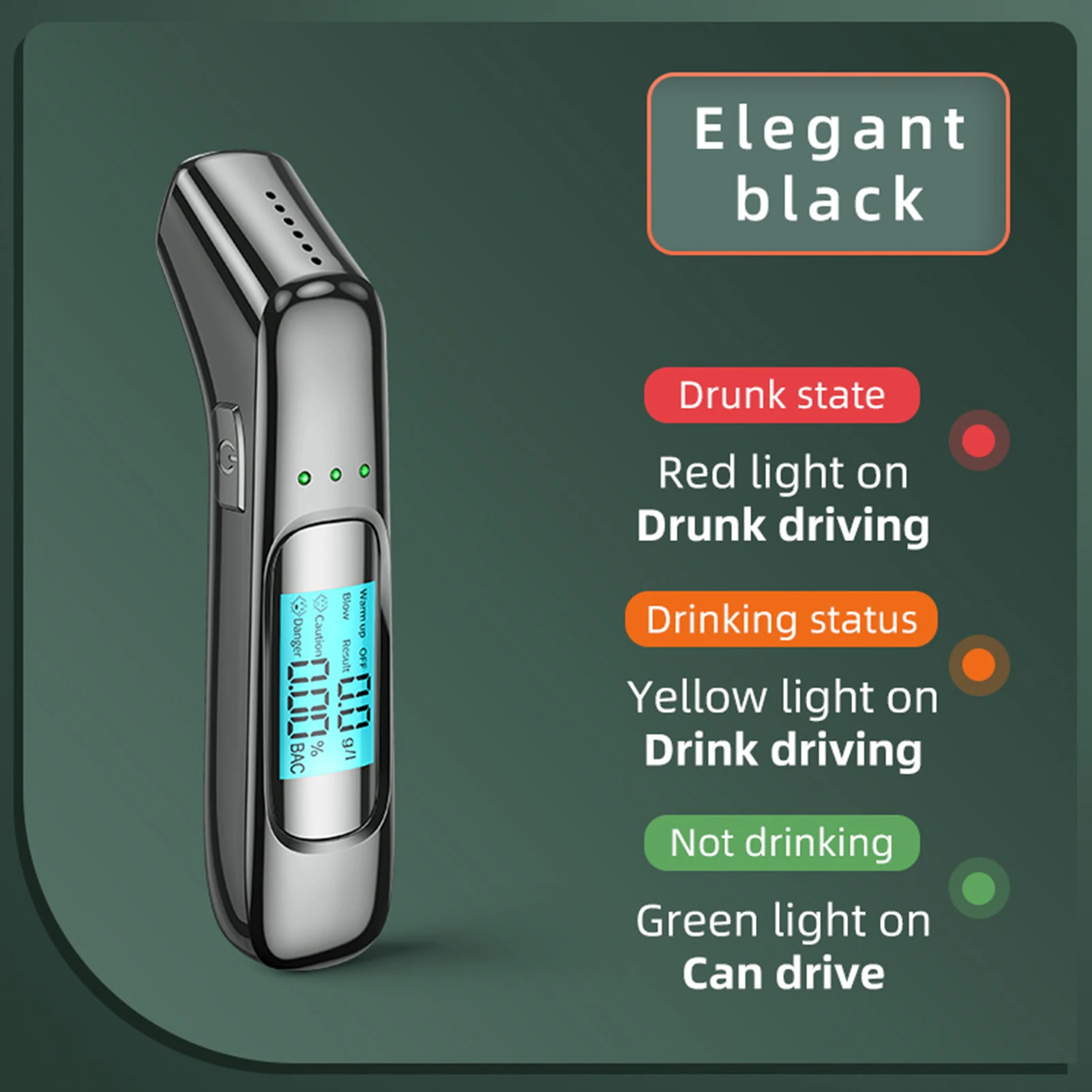 Alcohol Tester Breathalyzer Rechargeable LED Display Test Tool