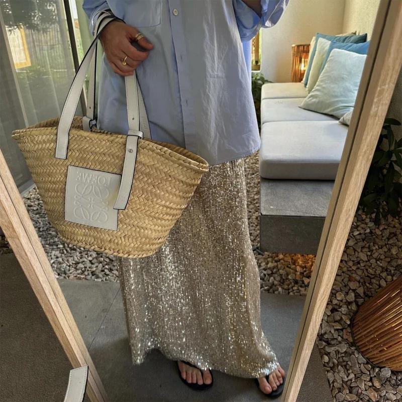 Sequins Loose Dress Sets Women Long Sleeve Crop Tops High Waist Sexy Maxi Skirts Ladies Two Piece Suits Womens Outifits