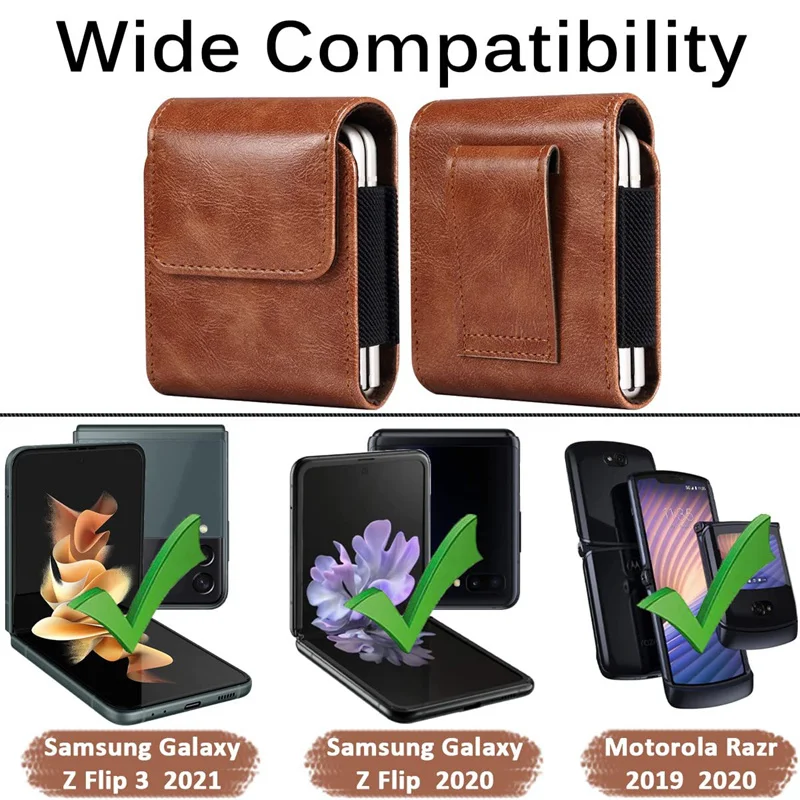 Leather Phone Pouch For Motorola Razr 40 Ultra 5G Magnetic Flip Case Funda For Moto Razr Plus 2023 Gen 4 3 2 Waist Clip Belt Bag