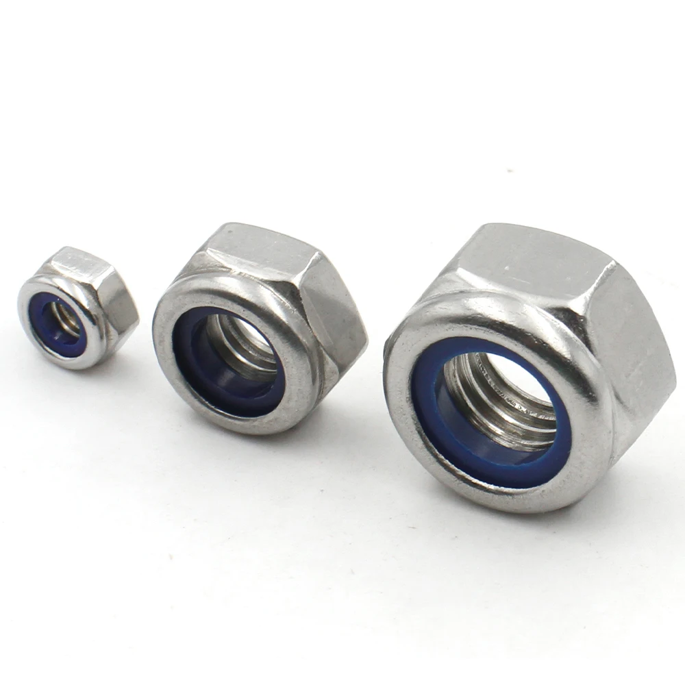 Stainless Steel Nut Lock Nut M2 M2.5 M3 M4 M5 M6 M8 M10 M12 M14 M16 M18 M20 M22 DIN985 304 Stainless Steel Nylon Insert Hex Lock Nut