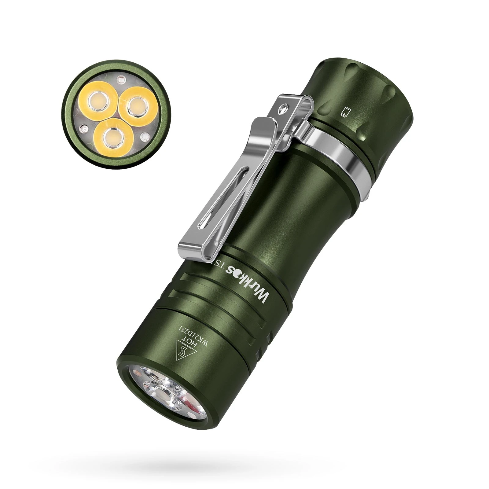 Wurkkos Green Ts10 Powerful Mini 14500 Edc Flashlight With 3* 90 Cri
