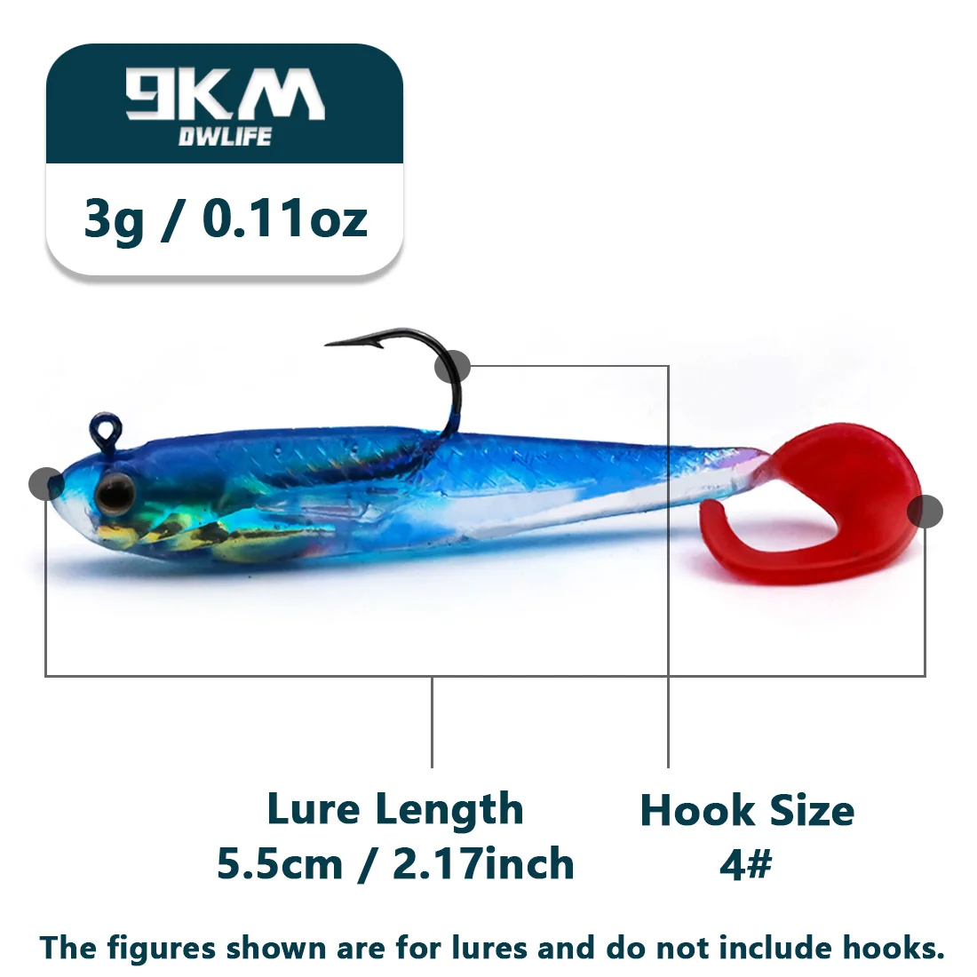 Lot De 6 Leurres Souples Pré-riggés - Tête Plombée 8 Cm - Pour Truite, Perche, Black-bass