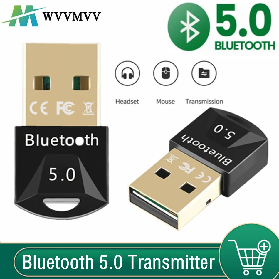 WvvMvv USB Bluetooth 5.0 Adapter Dongle For PC Computer Wireless Mouse